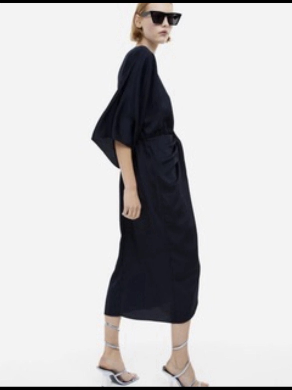 Zara black gathered midi dress size S - Picture 6 of 6
